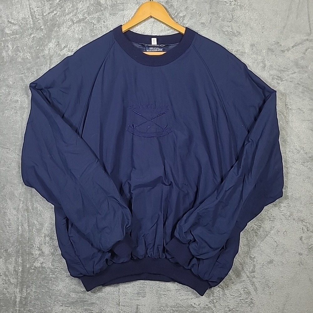 Vtg Sunderland Of Scotland Mens 2XL Weatherbeater Pullover Navy Blue Golf XXL